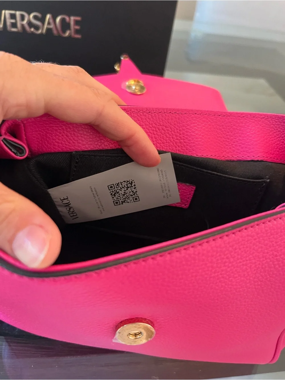 Versace Virtus Grainy Calf Pink Top Handle Bag NWT